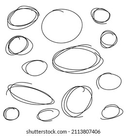 Hand drawning circle line sketch set. Art design round circular scribble doodle - stock vector.