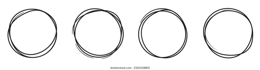 Hand drawning circle line sketch set. Art design round circular scribble doodle - stock vector.