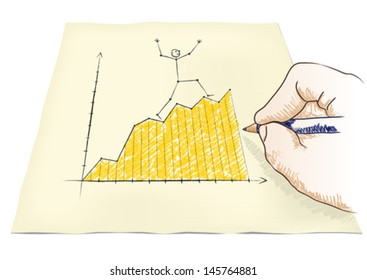 hand draws a graph