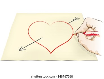 hand draws heart