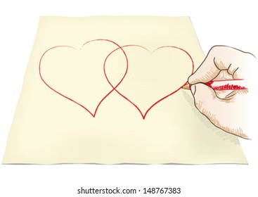 hand draws heart