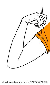 hand draws herself