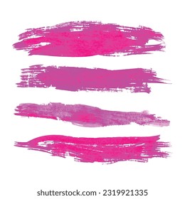 Colección de trazo de pincel de tinta para dibujar a mano, trazos de pincel de vectores de color de agua rosa, elementos de diseño rosa de Grunge pincel