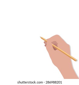 Hand draws a pencil on a white background.flat vector illustration