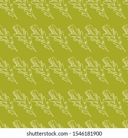 Hand draws seamless autumn pattern. Decorative white oak leaves of different shapes with details on the isolate. Design for textile decor, wallpaper. stock graphics. Botanical Autumn Illustration