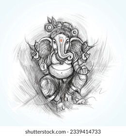 Hand zeichnet eine Skizze von Herrn Ganesh Chaturthi schön.