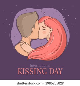 hand drew international kissing day illustration. International Day of Kissing Banner Vector. love couple, love, kiss, relationship.Lip kiss.EPS 10.


