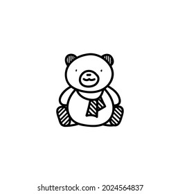 Hand drew Tedy bear with muffler  winter icon vector 