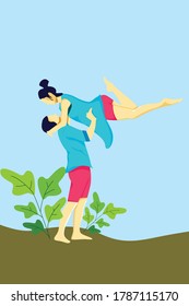 Hand drew wedding couple vector, happy marriage Celebration day vector digital illustration, Illustration with wedding couple, EPS 10