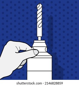 The hand drill bit installation