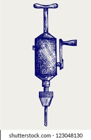 Hand drill. Doodle style