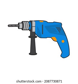 Hand drill. Electric device for the home repair. Vector image