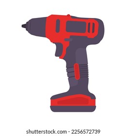 Hand Drill Flat Illustration. Clean Icon Design Element on Isolated White Background