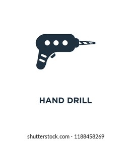 Hand Drill icon. Black filled vector illustration. Hand Drill symbol on white background. Can be used in web and mobile.