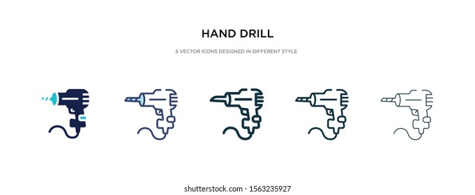 hand drill icon in different style vector illustration. two colored and black hand drill vector icons designed in filled, outline, line and stroke style can be used for web, mobile, ui