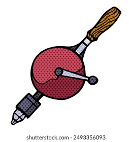 hand drill icon hand drawn halftone color vector illustration