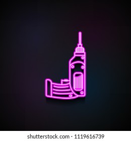hand drill icon. Element of Home repair tool icons for mobile concept and web apps. Neon hand drill icon can be used for web and mobile apps on dark gradient background