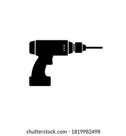 Icono de taladro de mano sobre fondo blanco. Vector