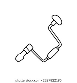Hand drill icon in sketch style. Woodworking tool vector illustration.