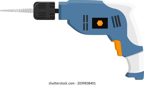 Hand drill, illustration, vector on white background.