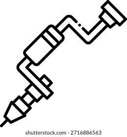 Icono de la línea de taladro de mano, herramienta manual para la perforación