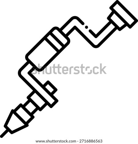 Hand Drill Line Icon, Manual Tool for Drilling