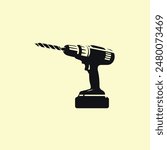 Hand Drill machine silhouette illustration vector art | World Labor day