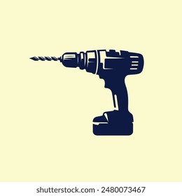Hand Drill machine silhouette illustration vector art | World Labor day