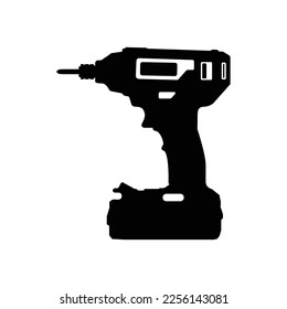 Hand Drill Silhouette. Schwarz-Weiß-Design-Element auf einfarbigem Hintergrund