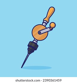 Hand drill simple cartoon vector illustration carpentry tools concept icon isolated