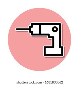Hand drill sticker icon. Simple thin line, outline vector of web icons for ui and ux, website or mobile application