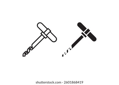 Hand drill tool icon in outline and solid style Vector