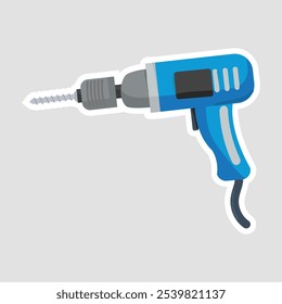 Hand Drill Tool Vector Illustration Sticker – Essential DIY and Power Tool Graphic for Projects, perfect for tech decor, planners, and DIY guides