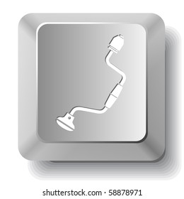 Hand drill. Vector computer key.