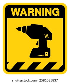 Hand Drill Warning Sign, Vector Illustration, Isolate On White Background Label.EPS10
