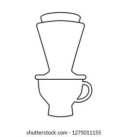 Hand drip coffee simple line vector, isolate on white background - Vector iconic design.