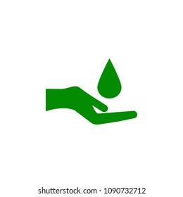 hand and drop green icon. Element of nature protection icon for mobile concept and web apps. Isolated hand and drop icon can be used for web and mobile on white background