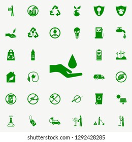 hand and drop green icon. greenpeace icons universal set for web and mobile