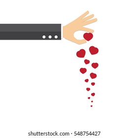 hand drop heart abstract background, valentines day
