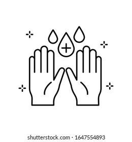 Mano, icono de colocación. Línea simple, contorno vectorial elementos de iconos de higiene para ui y ux, sitio web o aplicación móvil