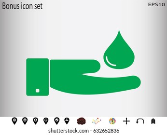 hand, drop, icon, vector illustration eps10