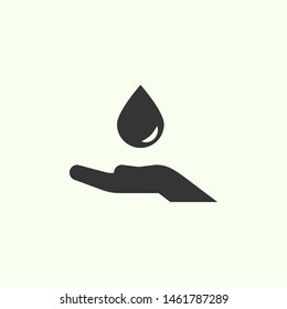 Hand and drop, Save water icon. New trendy hand and drop vector illustration icon.