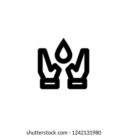 Hand and drop water icon. Ecology sign