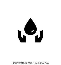 Hand and drop water icon. Ecology sign