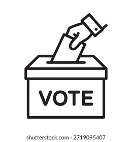 Mão soltando cédula em uma caixa de votação ilustração do dever cívico