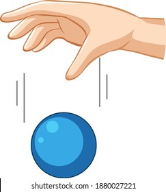 Hand Dropping Blue Ball For Gravity Experiment Illustration