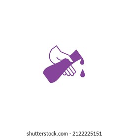 Hand fällt chemische Flüssigkeit einfache Wissenschaft Logo Symbol Symbol Symbol Symbol Design. Vektorgrafik einzeln auf Hintergrund