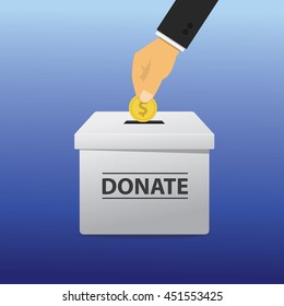  Hand dropping a coin into donate box