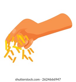Hand is dropping french fries, perfect illustration for fast food related projects