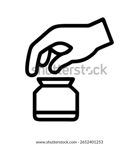 Hand dropping item into jar container